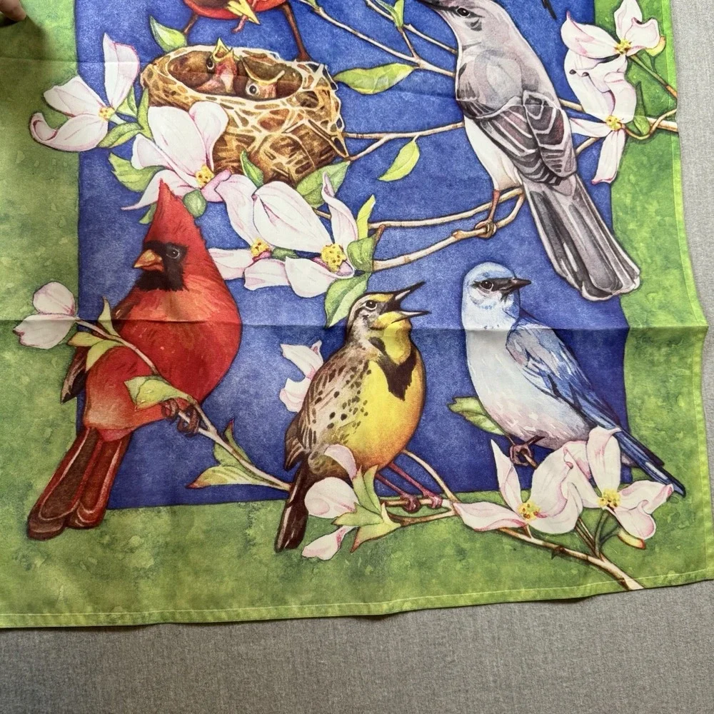Feathered Friends Floral Summer Garden House Yard Flag Banner 28x40 Large Bird's
